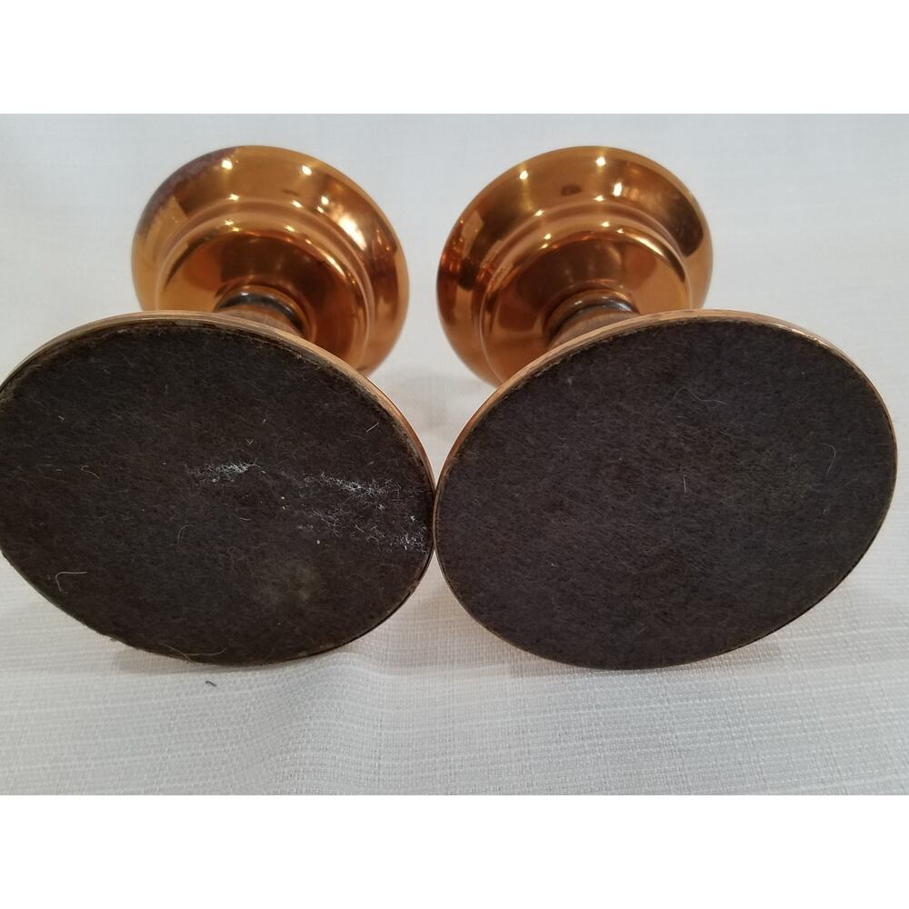 Vintage Copper Plated & Wood Candle Holders - Picture 5 of 6
